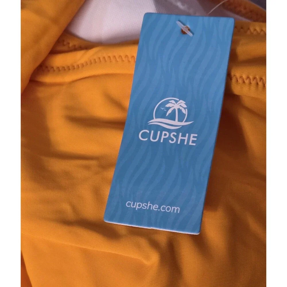 CUPSHE One Piece Swimsuit Womens Mustard Sz 2XL Cutout Tummy Wrap Front Tie NWT